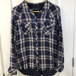 Rails plaid button down top
